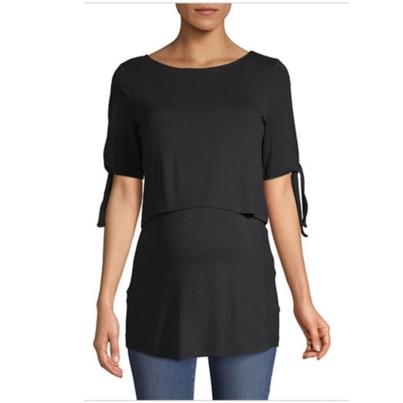 LAST ONE! Belle & Sky Tie Sleeve Double Layer Top - Picture 1 of 11